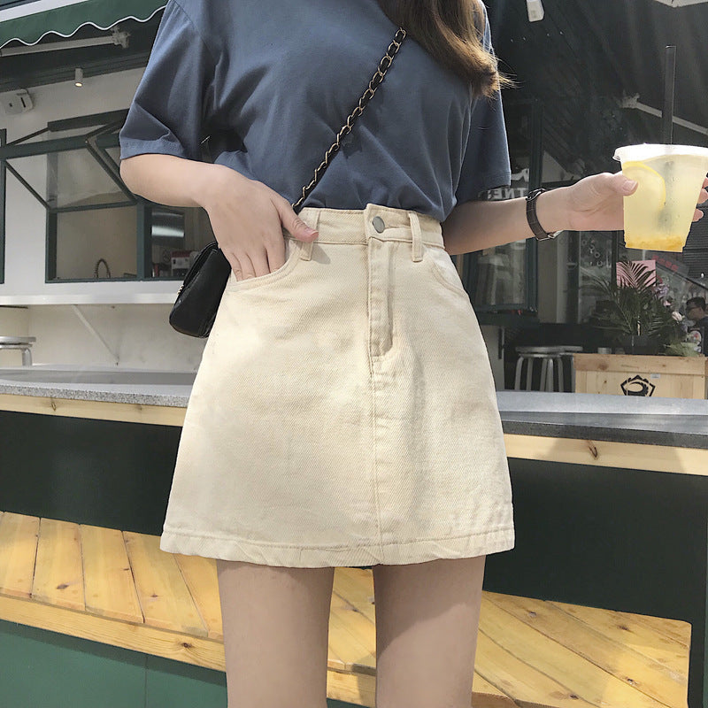 Solid color half-length skirt