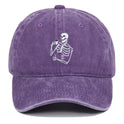 Skull Tea Embroidery Baseball Vintage Distressed Washing Cap