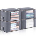 4Pcs Clothes Storage Bags Zipped Organizer Underbed Wardrobe Cube Closet Boxes