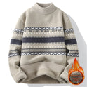 One-piece Velvet Sweater Men's Mock Neck Knitted Sweater Fashion Knitting Pullovers Men Autumn Winter Daily Casual Warm Pullover Sweaters Man