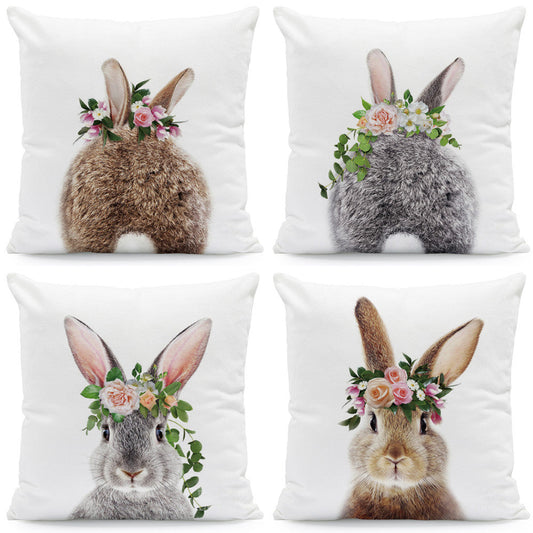 Easter Cartoon Rabbit Print Pillow Cover