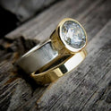 Fashion Heavy Industry Wide-faced Two-color Zircon Ring Creative