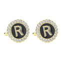 Round Diamond French Cufflinks Men's 26 Letters