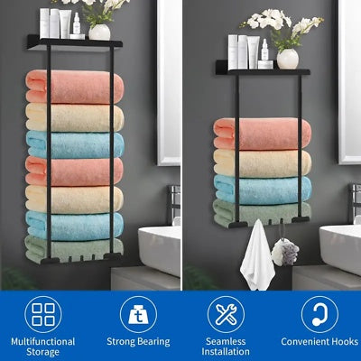 Black Grey Bathroom Storage Rack Wall Mounted High Quality Finish NEW