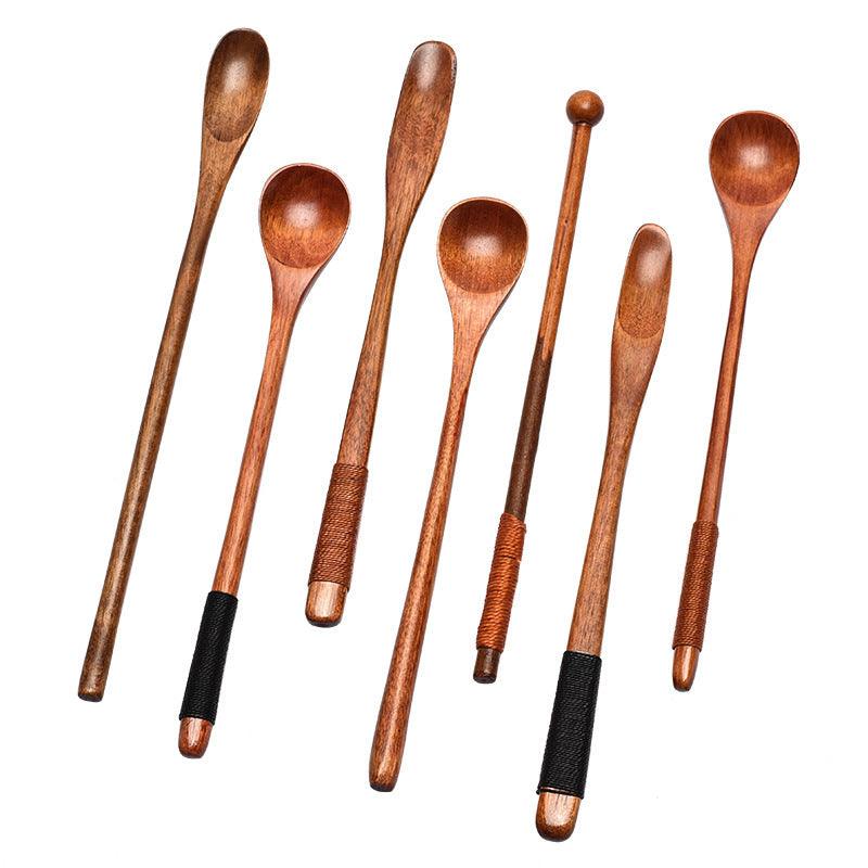 Wooden Tableware Small Wood Spoon 23cm Long Handle Bee Spoon Coffee Muddler