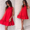 Loose Round Neck Sleeveless Pleated Dress