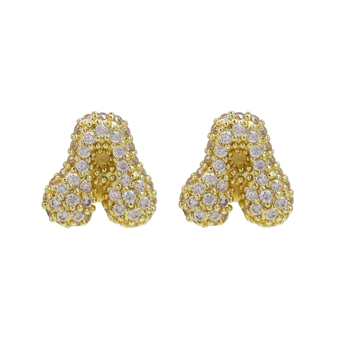 18K Brass Balloon Bubble Zircon Small Size Stud Earrings