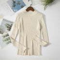 Solid Color Pit Strip Knit Pullover Half Turtleneck Sweater Bottoming Shirt