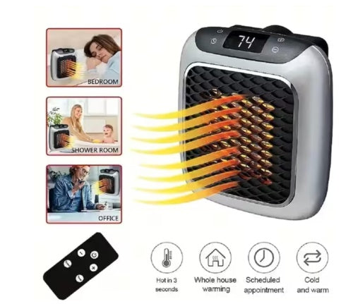 Plug-in Fan Heater, 800W Smart Portable Electric Heater With Remote Control UK