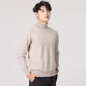 Knit Sweater Men High Neck Pullover Solid Color Slim Fit