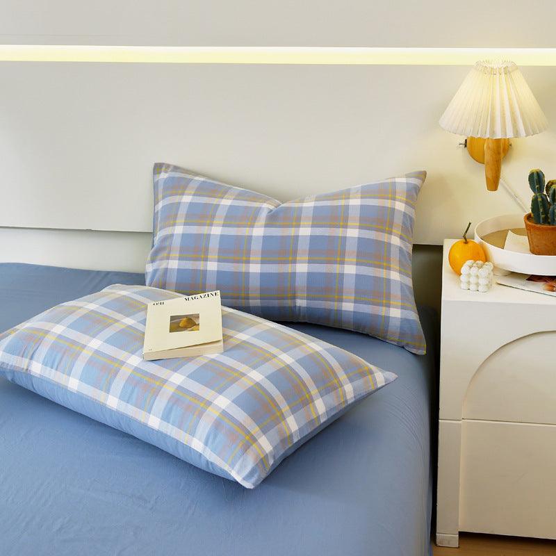 Washed Cotton Pillowcase Yarn-dyed Double-piece Types A And B Single Pillowcase