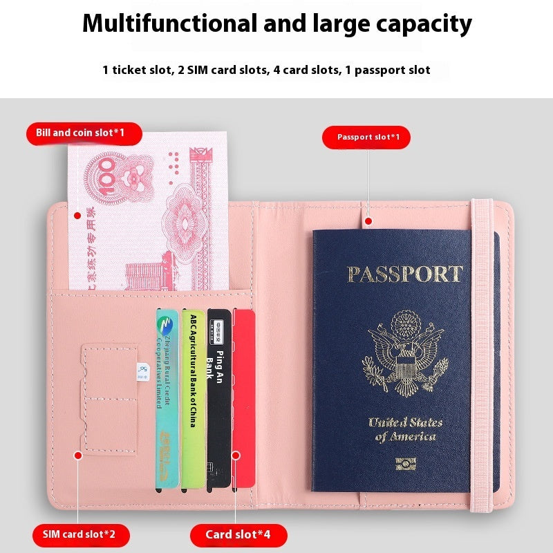 Pu Leather Passport Bag Rfid Multiple Card Slots Multifunctional Certificate Holder