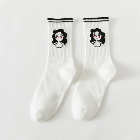 New Black Socks Female Tea Color Autumn Anti-friction Adult Socks