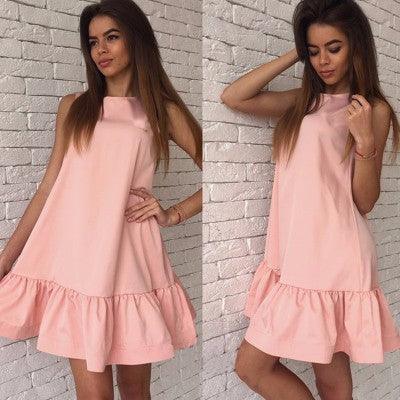 Loose Round Neck Sleeveless Pleated Dress