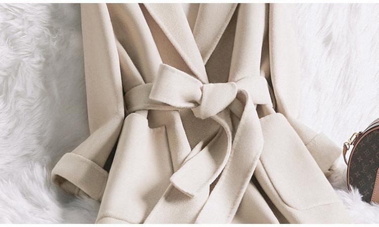 Autumn And Winter Creamy-white Temperament Slim-fit Woolen Coat Women