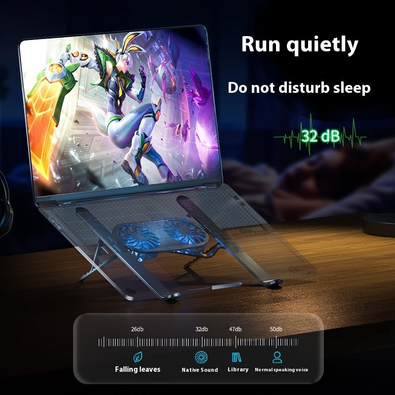 Aluminum Alloy Notebook Stand Portable Folding Lifting Tablet Height Increasing Desktop Twin Fan Computer