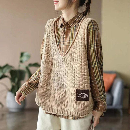 Vest Women Knitted Vest Women V-Neck Loose