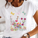 Watercolor Printing Women's Top T-shirt With Short Sleeves