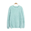 Women's Loose Candy Colored Mohair Pullover Sweater