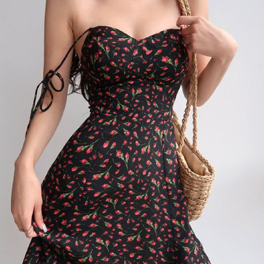 Women's Summer Flower Wrapped Hip Dress