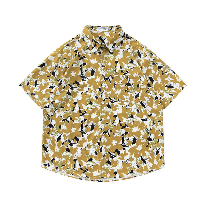 Retro Printed Shirt Short Sleeve Loose Design