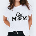 Cat Flamingo Round Neck Print T-shirt Short Sleeve Women's Clothing