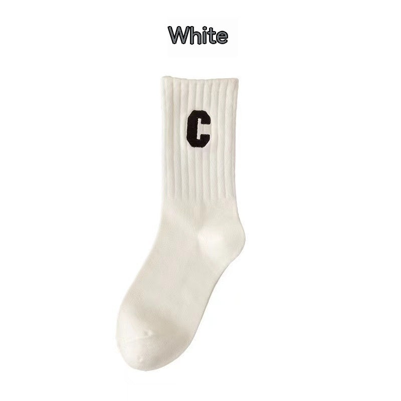 Brown Socks Women's Long Cotton Letters