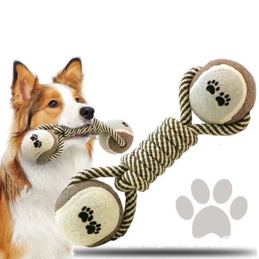 Pets Chew Toy Cotton Rope Tennis Dumbbell Rubbertoy Ball Medium Large Dog Interactive Toy Animal Playing Supplies