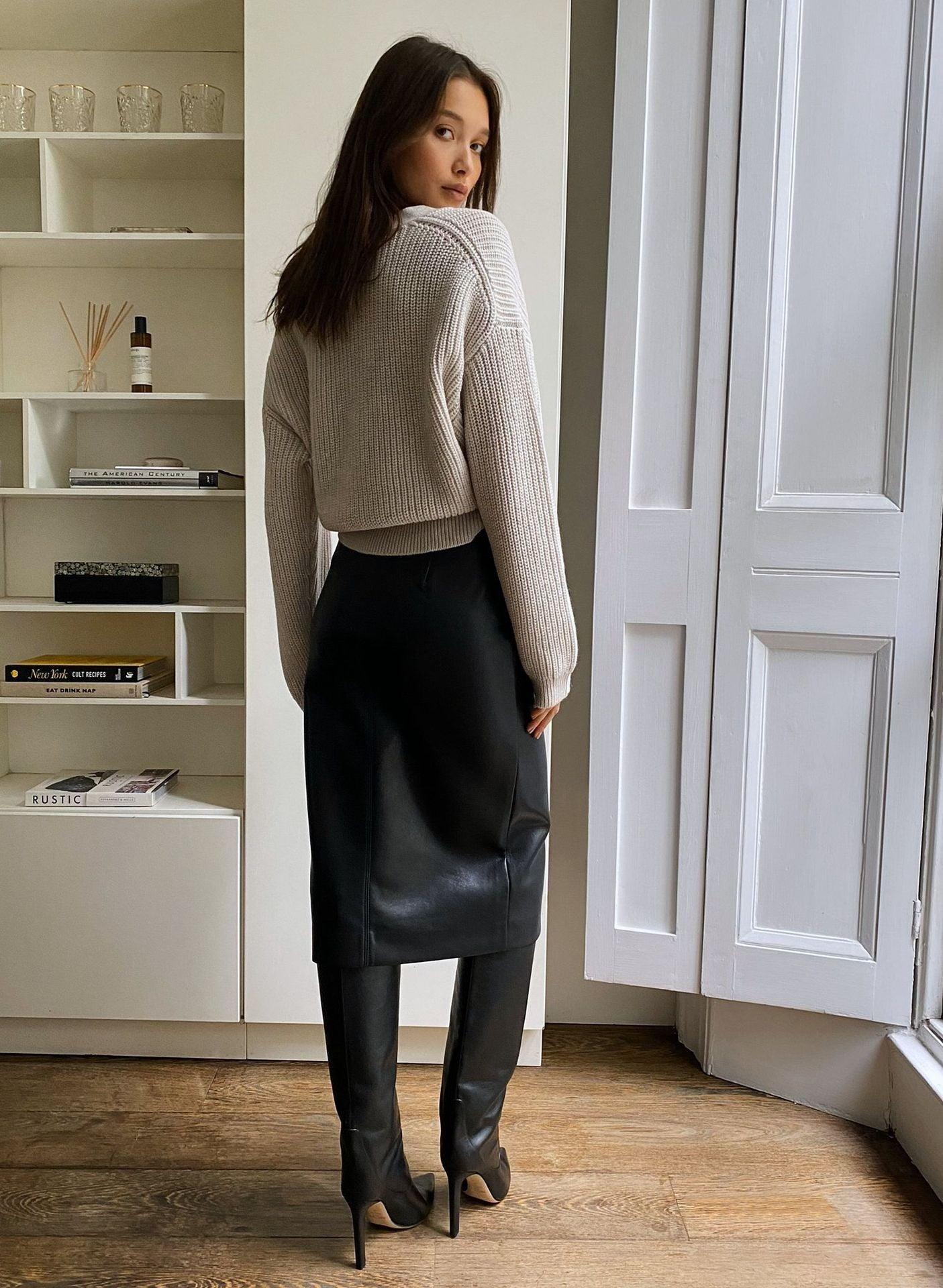 French Style Temperament All-matching Leather Skirt Women