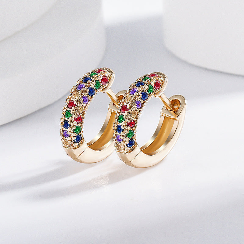 Fashion Ear Jewelry Mixed Color Zircon Micro Inlay