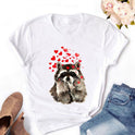 Casual Women's Dog Love Print Short Sleeve T-shirt