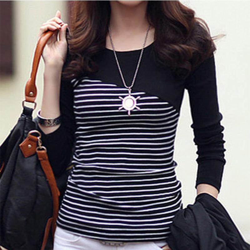 Striped stitching contrast base shirt