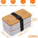Japanese-style Bamboo Wood Cover Double-layer Plastic Microwaveable Portable Bento Box Suit
