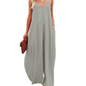 Women's Sling Wide-leg Pants Solid Color Pocket Casual Jumpsuit