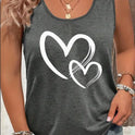 Hearts Print Crew Neck Tank Top, Casual Sleeveless Tank Top For Summer, Women's Clothing