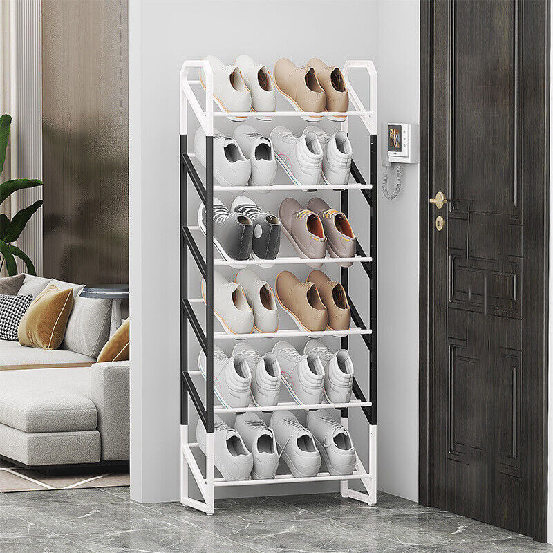 6 TIER SHOE RACK STAND STORAGE SELF ORGANISER LIGHTWEIGHT COMPACT SPACE SAVING