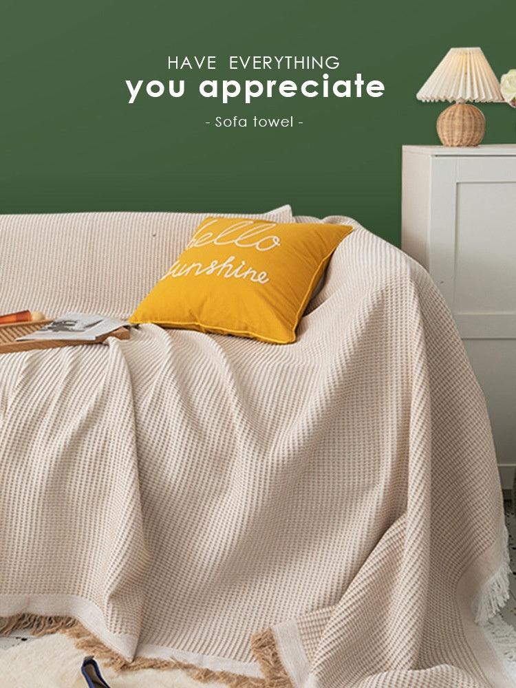 Solid Color Four Seasons Cotton Blanket Cushion Nap Blanket