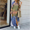 Women's Map Digital Printing Fashion Shirtdress
