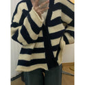 Plus Size Thick Needle Striped Sweater Cardigan