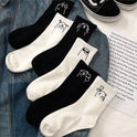Trendy Simple Japanese Cute Cartoon Bear Solid Color Cotton Socks