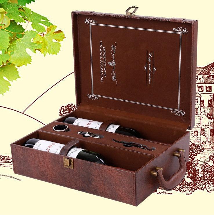 Creative Wine Box Leather Gift Box Handmade Home Kitchen Bar Accessories Decor Lafite Wine Holder Wine Packaging Box Friend Gift