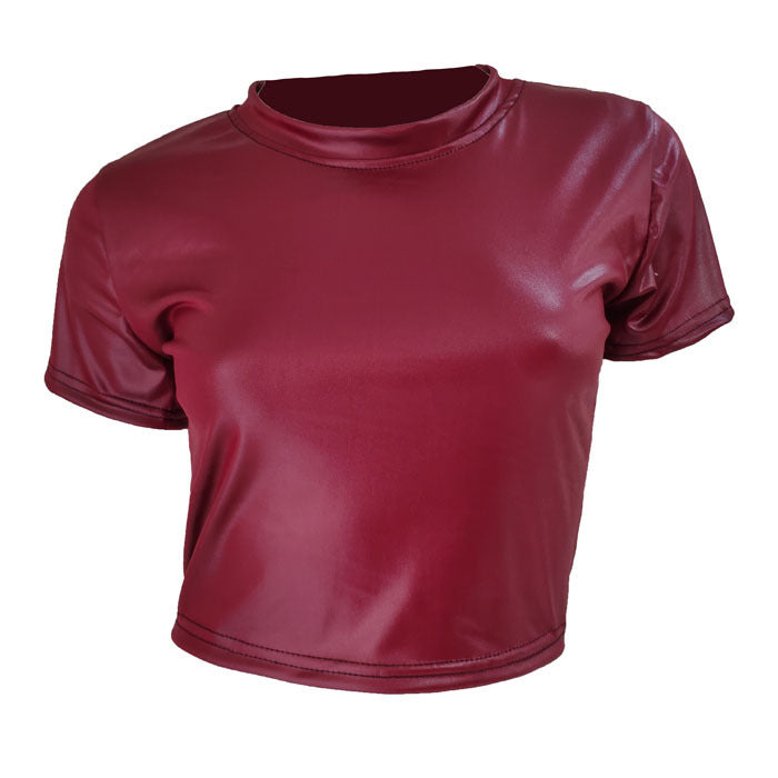 Faux leather T-shirt