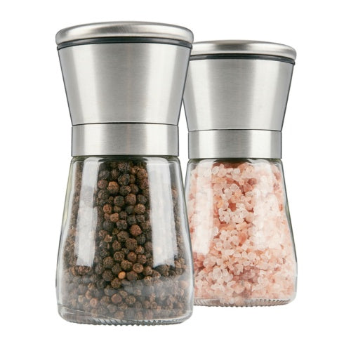 2x Pepper And Salt Grinder Set Mill Adjustable Stainless Steel Shaker Coarse