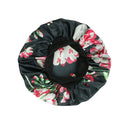 New Satin Print Nightcap Wide-brimmed Elastic Shower Cap