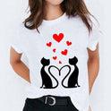 Women's Round Neck Printed T-shirt Short Sleeve