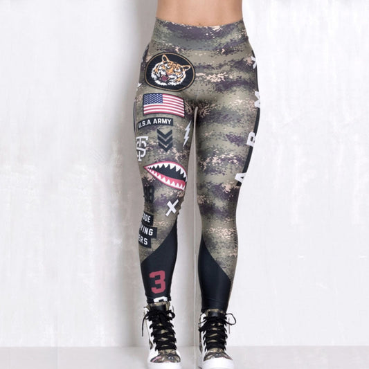 Printed Hip-Fitting Running Fitness Pants