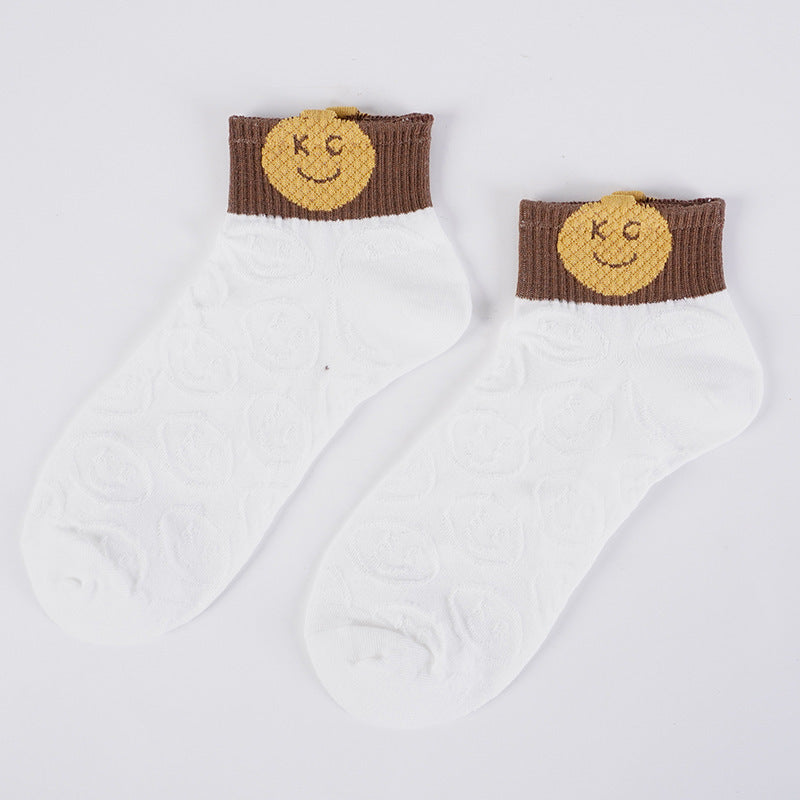 Women's Three-dimensional Bear Embossed Boat Socks