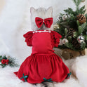 Pet Christmas Dress Silver Fox Velvet Autumn And Winter Dog Clothes