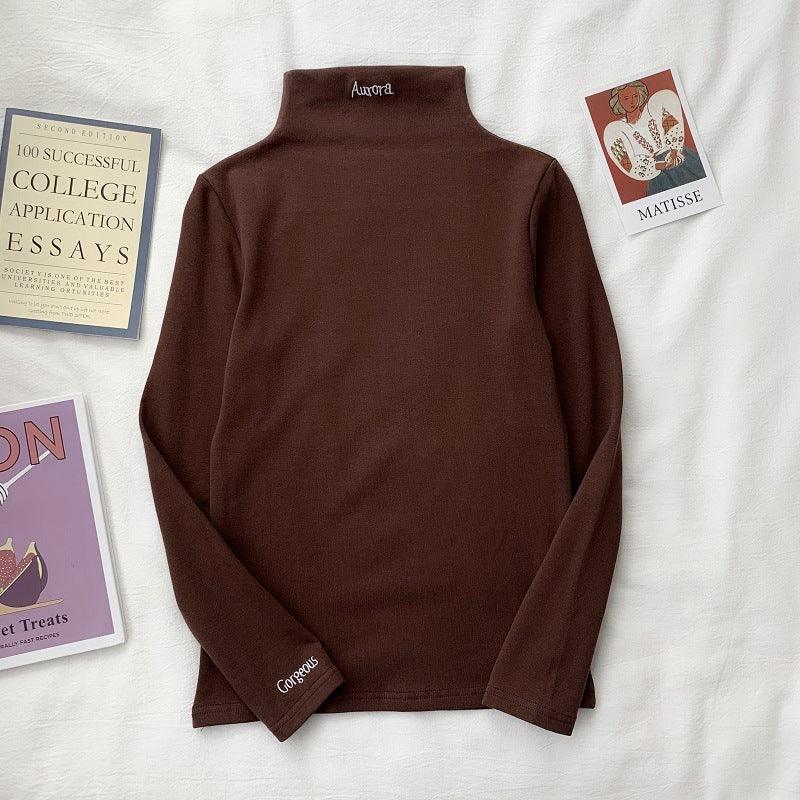 Half High Collar Long Sleeve T-Shirt Slim Top