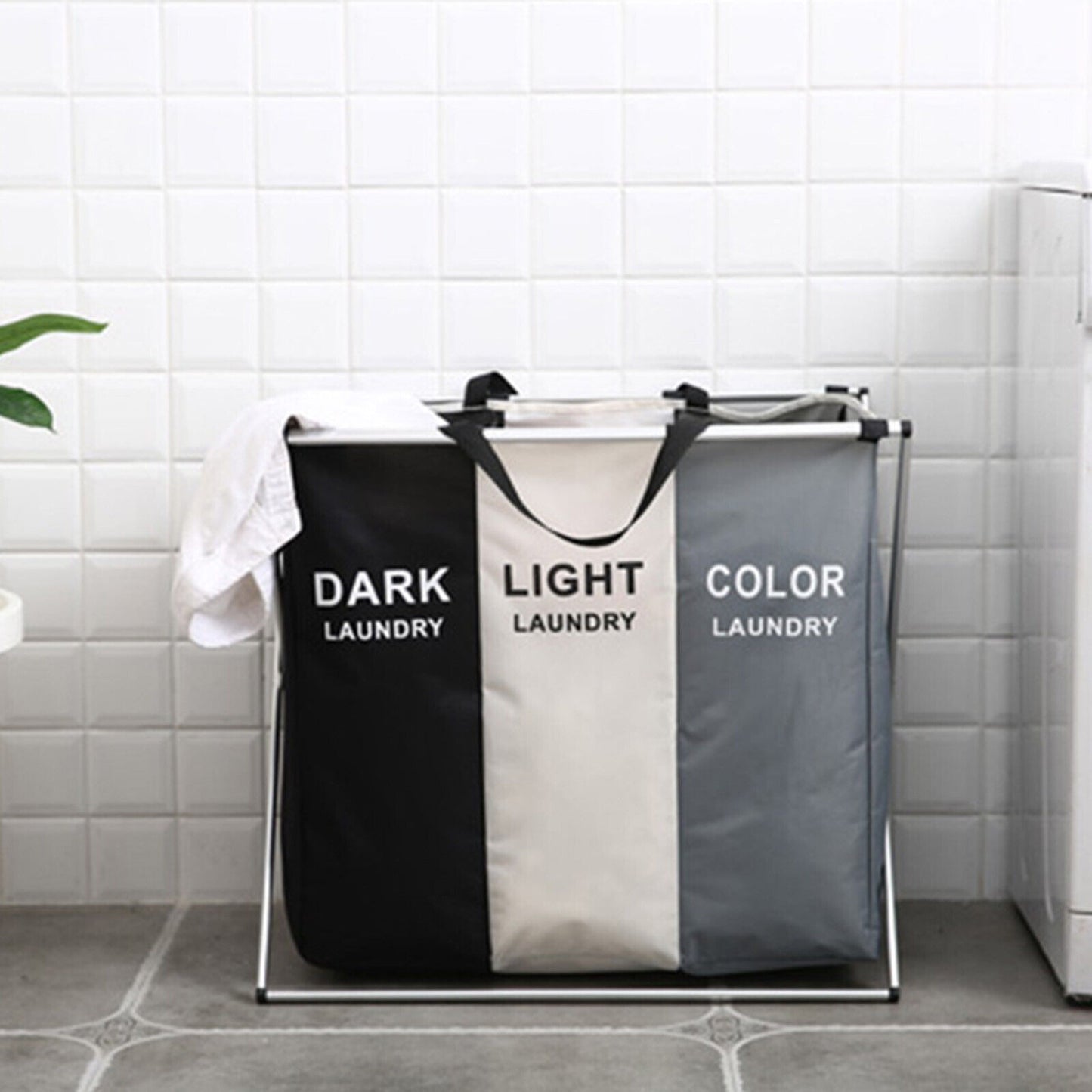 Aluminium Large Laundry Basket Hamper Washing Clothes Storage Bin Bag Light Dark